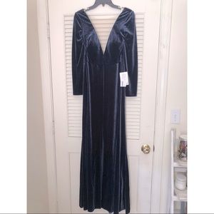 Jenny Yoo Malia Velvet Maxi Dress; Size 6; Color: French Blue; NWT